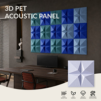 Panneau Acoustique Géométrique 3D en PET 50x50cm, Décoration Murale Moderne en Fibre de Polyester, Design Étoilé pour Maison, Bureau, Appartement, Entrepôt