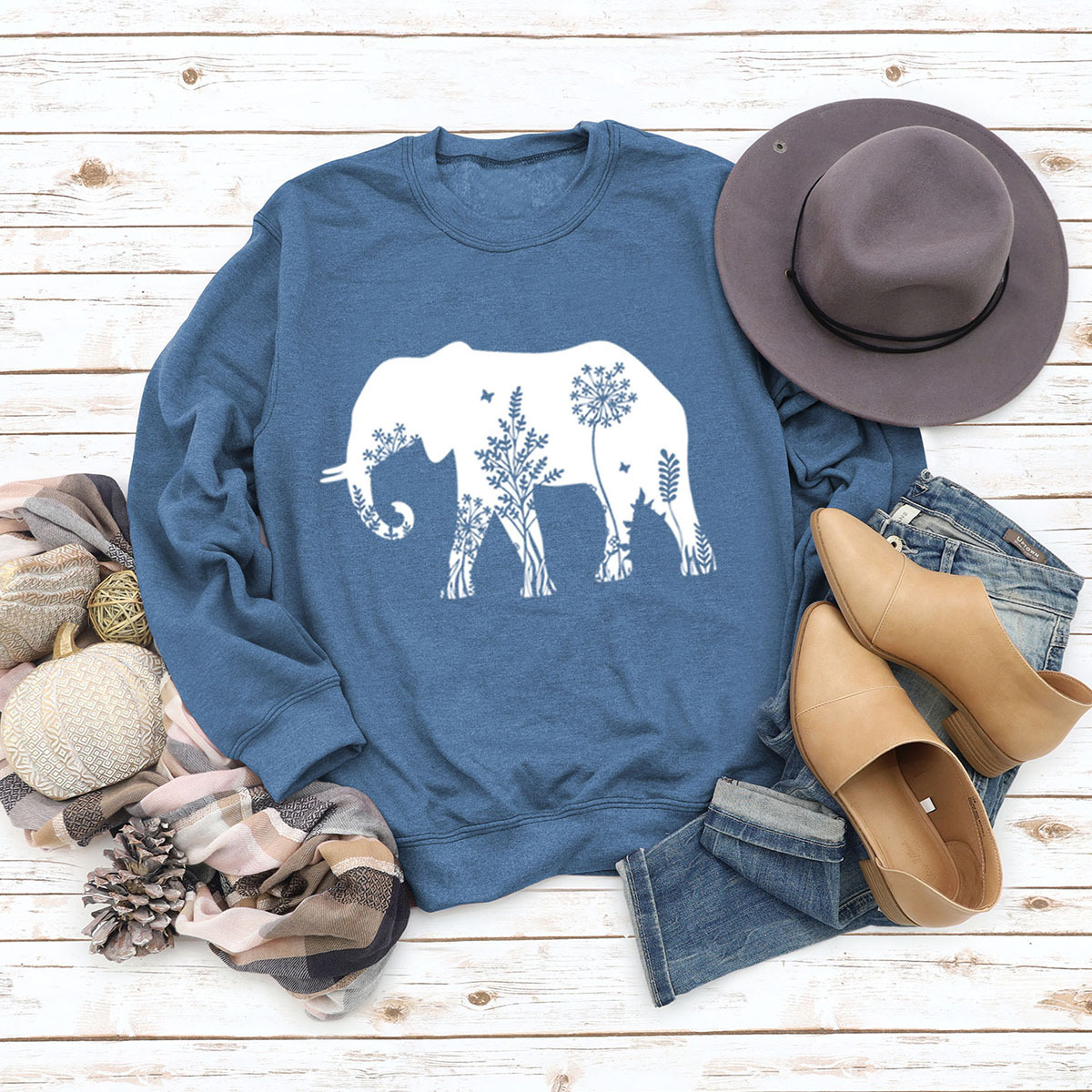 Blue sweatshirt (white font)