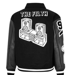 OEM Manufacturer Custom Chenille Patches Embroidery <b>Fleece</b> Leather Men's Winter Front College Letterman Varsity <b>Jacket</b> - Product Image 5