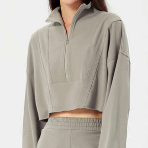 Nuevo logotipo personalizado Sudadera con capucha para mujer Moda de alta calidad Casual Fitness Half Zip Sports sudaderas con capucha para mujer - Product Image 6