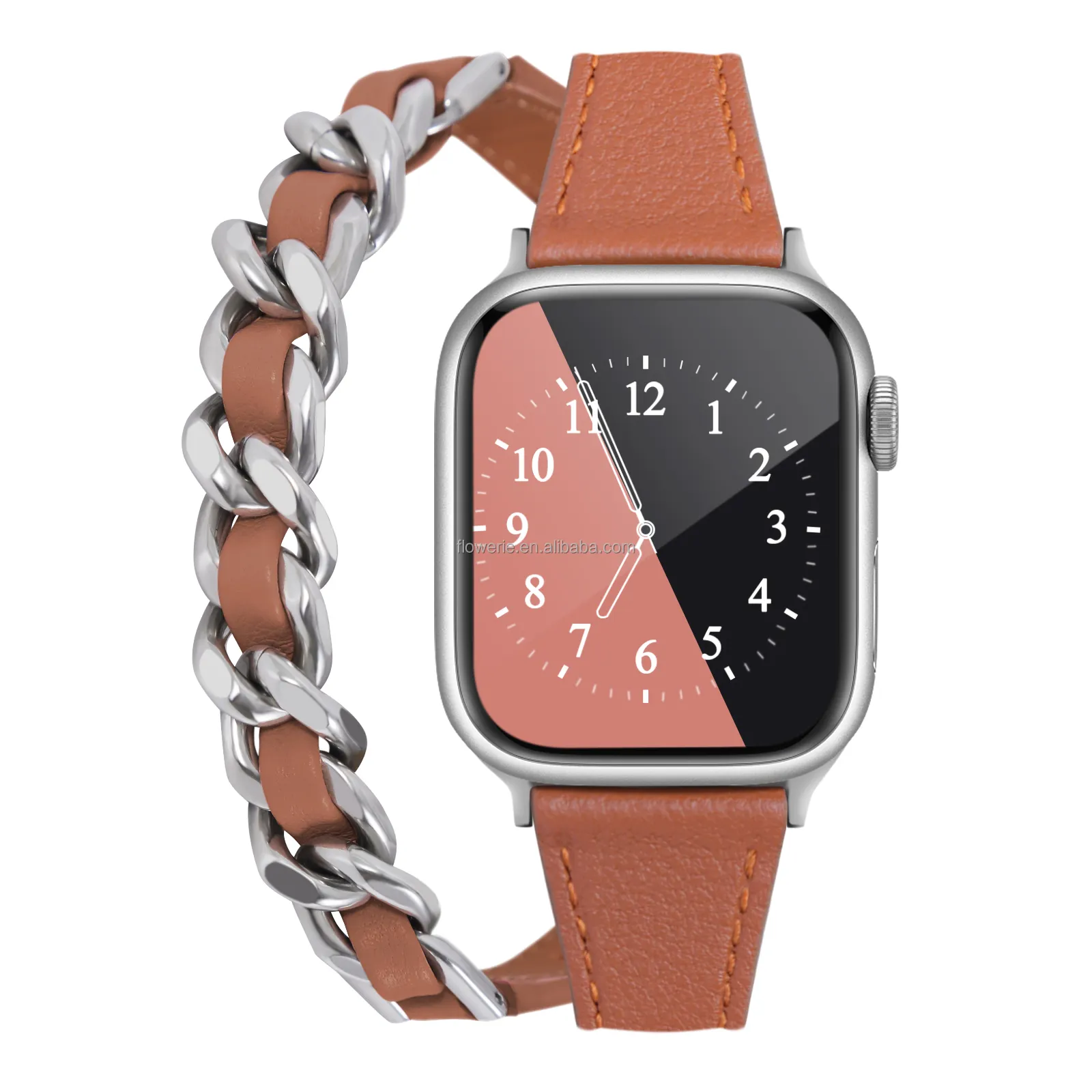 Tin Slim Soft wristband Women grain Genuine double loop stainless steel leather strap 8 ultra 7 SE 49mm for apple Watch band