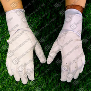 Longue manchette couleur blanche sur mesure Softball frappeur gants de sport véritable peau de vache Cabretta cuir gants de Baseball gants de frappeur - Product Image 4