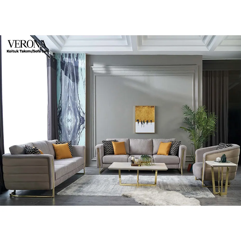 Estilo italiano Turco Europeu High End Moderno Minimal Sala de estar Mobiliário Sofá Set Poltrona Decorativa Design Interior