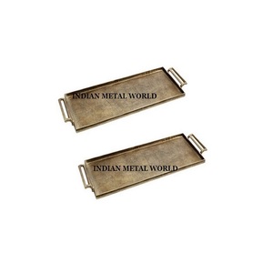Juego de 2 bandejas de latón macizo para servir té/café, de diseño impresionante, de diferentes tamaños, a buen precio - Product Image 2
