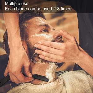 Rasoir droit de barbier Rasoir à bord droit Rasoir manuel avec brosse à cou et 40 lames à double tranchant - Product Image 3