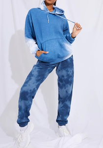 Sudadera Azul con Mangas Raglán para Mujer, Venta al por Mayor, Logotipo Personalizado, Sudadera con Capucha Azul Lavada al Ácido para Hombre y Mujer, Sudaderas con Capucha Lavadas al Ácido - Product Image 3