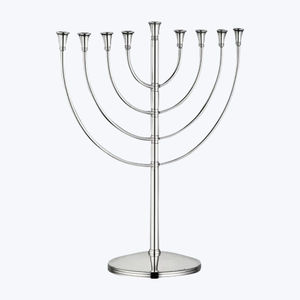 Bougeoir en métal de qualité supérieure moderne plaqué argent 9 branches Hanukkah Menorah bougeoir pour la décoration intérieure et le cadeau de cérémonie - Product Image 1
