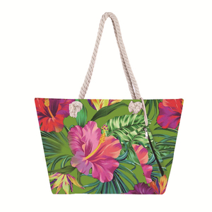 Sac de plage en toile écologique personnalisé de grande taille en gros pour femmes avec poignée d'épaule Fermeture à glissière Motif géométrique - Product Image 5
