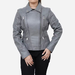 Veste en cuir véritable tendance vintage pour femmes avec doublure en coton, écologique et respirante, vestes pour femmes - Product Image 4
