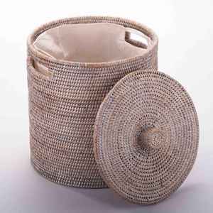 Cesta de almacenamiento grande personalizada, organizador de patrón redondo tejido de plátano artesanal Natural para decoración del hogar - Product Image 3