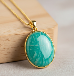 925 Sterling Silver Dainty Chain Bohème Naturel Amazonite Forme Ovale Pendentif Usage Quotidien Cristal De Mode Pendentifs Charmes - Product Image 1