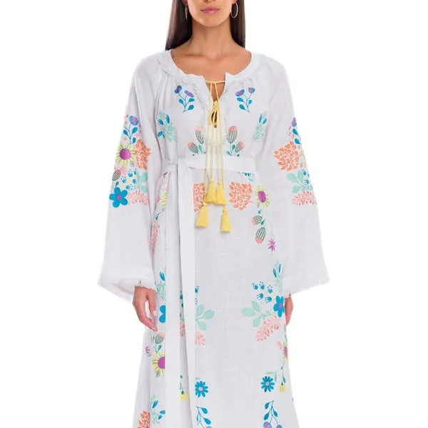 새로운 화려한 여름 여성 파티 착용 긴 Boho 우크라이나 수 놓은 벨트 드레스