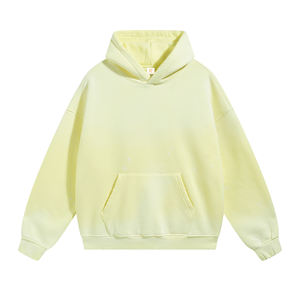 Sweat à capuche en polaire personnalisé de haute qualité à ourlet effiloché vintage, teinture par jet d'encre, teint en plaine pour l'hiver - Product Image 1