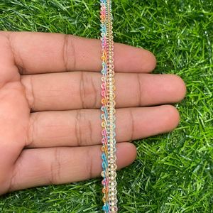 100% Polyester 7mm Zari Crochet Dentelle Garniture Or Argent Palmate Conception Traditionnelle De Luxe Bordure Décorative pour Vêtements Artisanat - Product Image 3