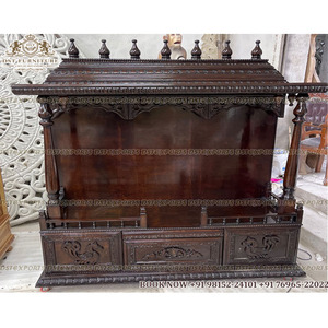 ไม้สักที่สวยงามมือแกะสลัก Pooja Mandir สำหรับนักออกแบบบ้านไม้สักแกะสลักมือ pooja Mandir Solid Temple USA - Product Image 1