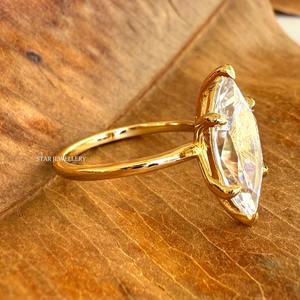 14K แข็งทอง2.50 CT CVD IGI ได้รับการรับรอง Marquise เพชรตัดเพชรเดี่ยวแหวนหมั้น - Product Image 1