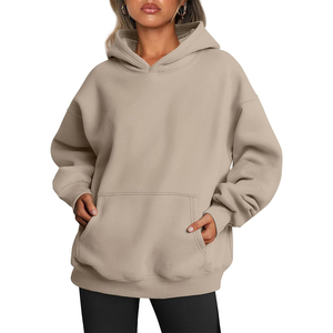 Sudaderas con capucha personalizadas teñidas de Color sólido Premium 100% algodón polar de gran tamaño para mujer ropa de calle de invierno sudaderas con capucha - Product Image 6