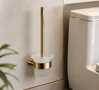 Ensemble d'accessoires de salle de bain en acier inoxydable doré, porte-brosse WC, porte-gobelet mural, moderne et minimaliste, pour salle de bain extérieure