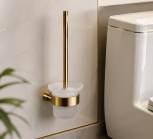 Conjunto de Acessórios para Banheiro em Aço Inoxidável Dourado: Suporte para Escova Sanitária, Suporte para Copo, Montagem em Parede, Moderno e Minimalista para Banheiro Externo - Product Image 1