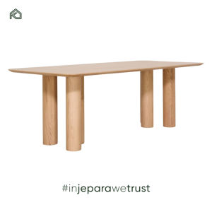 Table à manger ronde de luxe américaine en teck massif, convertible pour plusieurs personnes, style moderne pour l'extérieur, la ferme ou l'hôtel - Product Image 1