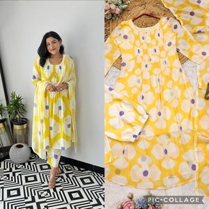 ชุดเสื้อผ้า3ชิ้นกางเกง kurta กางเกงผ้าฝ้ายแท้สำหรับผู้หญิงมาใหม่ล่าสุดดีไซน์แบบ kurti 2024 - Product Image 4