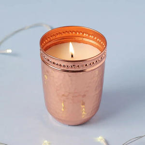 Most Best Selling Metal Copper Wax Pot Deep <b>Candle</b> Jar <b>Candle</b> Making Votive Hammered Design With <b>Tinned</b> Container Jar for Homes - Product Image 5