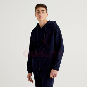 High Quality Men's Zipper <b>Hoodie</b> Embroidered Winter Thermal Streetwear Style Drop Shoulder Solid Pattern Print 100% Heavy Cotton - Product Image 5