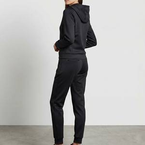Matte Velvet 100% Cotton Women Tracksuit All Black Luxe 2 Piece Set <b>Short</b> Solid Tapered <b>Joggers</b> Invisible Zippers Premium - Product Image 5