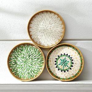 Bandeja de ratán más vendida con base de nácar, bandejas de fregona artesanales, decoración de sobremesa de cocina - Product Image 4