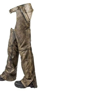 Chaps d'équitation anglais complets avec panneau élastique, fermeture à boucle à bouton pour hommes et femmes, cuir de vache véritable SURGIGYNE - Product Image 6