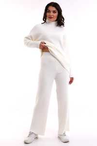 Conjunto de Dos Piezas de Punto para Mujer, Conjunto de Suéter Holgado de Cuello Alto y Pantalones de Alta Calidad, Tejido Suave - Product Image 3