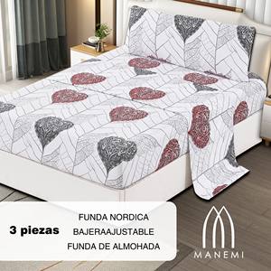 Juego de 3 Piezas de Funda de Edredón 100% con Sábana Ajustable y Funda de Almohada, Ropa de Cama de Lujo - Product Image 2