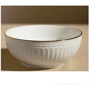 Bol de service en mousseline de soie plaqué blanc bols en céramique assiettes avec personnalisation fini brillant ustensiles de cuisine et vaisselle faits à la main - Product Image 2