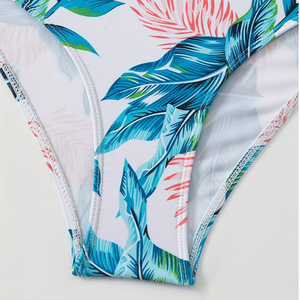 Traje de Baño de Manga Larga con Estampado Floral, Protección UV UPF50+, Protección Solar, Impresión Digital Completa por Sublimación, 1 Pieza, Frente - Product Image 4