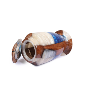 Urne funéraire en bois de rose fabriquée à la main Urne funéraire en résine époxy (220 pouces cubes) Urnes de crémation pour cendres humaines et animales - Product Image 2