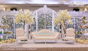 ชุดรูปแบบสีขาวที่สวยงาม3D การตกแต่งเวทีสำหรับงานแต่งงานการออกแบบโรมันล่าสุดสำหรับการแต่งงานตะวันตกเอเชีย - Product Image 5