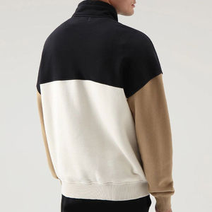 Sweat à capuche à col haut 100% polyester brossé nylon fait sweat à capuche pour homme avec demi fermeture éclair bloc de couleur pull à capuche et sweat-shirts - Product Image 2