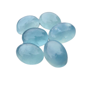 Calcedonia Azul Natural Brillante de 10x14 mm, Parte Posterior Plana, Calibrada, Pulida, Piedra Preciosa Suelta para Fabricación de Joyas, Lote al por Mayor - Product Image 1