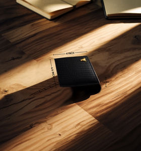 กระเป๋าสตางค์หนังแท้พรีเมียมแบบยูนิเซ็กซ์ ดีไซน์บางเฉียบ เป็นมิตรกับสิ่งแวดล้อม มีช่องใส่บัตรหลายช่อง สีน้ำตาล สไตล์ธุรกิจ เปิดปิดแบบสั้น - Product Image 3