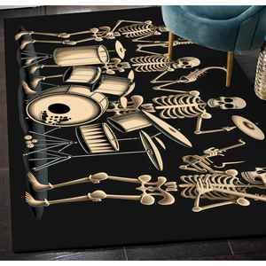 Tapis imprimé moderne en velours de luxe, motif squelette abstrait, crâne, musique, pour demoiselle d'honneur, salon, escalier, bureau - Product Image 2