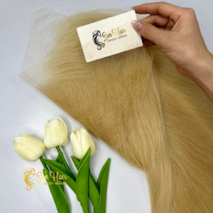 Extensiones de cabello humano Remy 100% vietnamita de lujo al por mayor máquina de doble trama 100gr caliente de moda 13x6 encaje frontal Rubio - Product Image 2