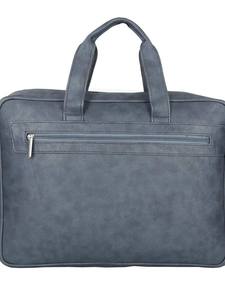 Sac messager élégant pour ordinateur portable en cuir véritable bleu ardoise, léger, avec bandoulière rembourrée et organisateur multi-poches - Product Image 3