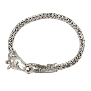 Hungry Horse Pulsera de cadena de cabeza de caballo de plata de ley hecha a mano Boho Joyería delicada Regalo para ella Precio al por mayor a granel - Product Image 2