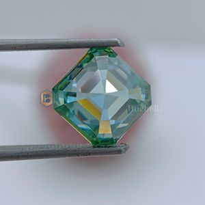 Corte cuadrado verde 1.0ct Moissanite Diamante suelto Certificado Hecho a mano 20.0ct Joyería Diseño cortado a mano - Product Image 4