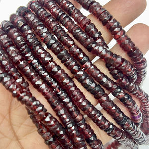 Cuentas facetadas de granate rojo natural AAA en forma de neumático Heishi, hebra de 14 pulgadas, aproximadamente 6-7 mm - Product Image 1