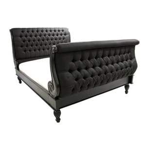 Cama Clásica Francesa Victoria de Madera Maciza - Caoba Pintada en Negro - Tamaños Personalizables - Modelo 343 - Product Image 1