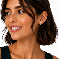 JJBRAVO Pendientes de Oro Sólido de 14k con Zirconia en Forma de Lágrima para Mujer, Diseño Elegante y Contemporáneo, Certificados por Terceros