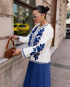 2025 nuevo Boho Inspire Hippie Chic mujer chaqueta Regular geométrica Aari bordado transpirable 100% algodón trabajo manga larga fiesta - Product Image 2