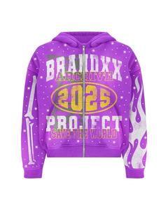 Sweat à capuche surdimensionné en coton de haute qualité Streetwear Patch de broderie personnalisé Zip up Sweats à capuche surdimensionnés pour hommes Pull Up Rhinestone Hoodie - Product Image 1