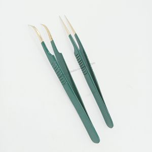 Color verde oscuro, punta de oro y plata, extensión de pestañas personalizada, juego de pestañas, volumen de pestañas, diamante para pestañas, pinzas de etiqueta privada - Product Image 6